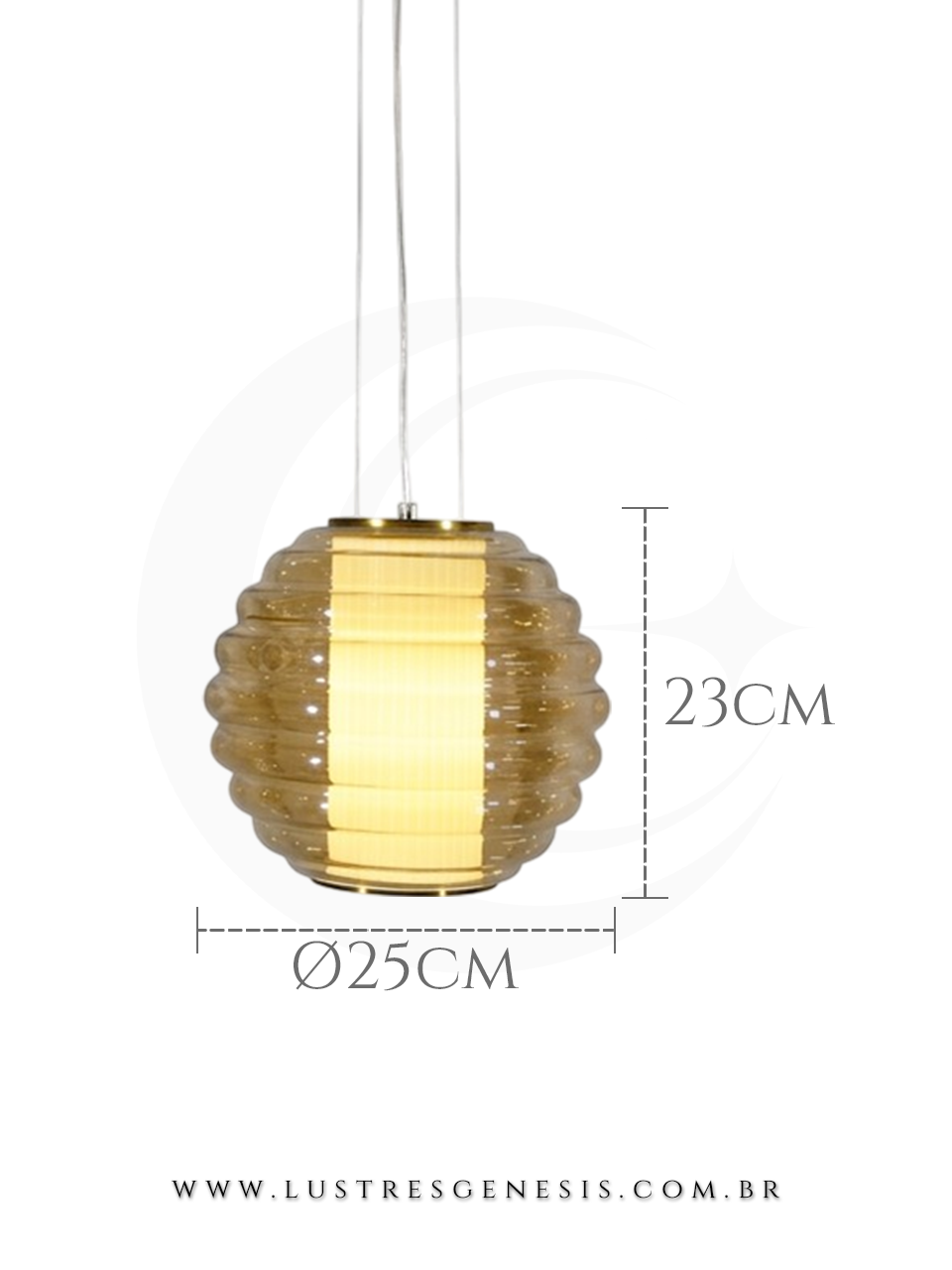 Lustre Pendente LED preto Acrilico Fum&ecirc; 48cm Bivolt para Quarto, Sala de Estar, Jantar e cozinha